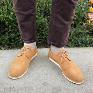 Nisolo Sedona Derby Travel Lightweight Suede Leather Tan Lace Up Shoes Size 9.5